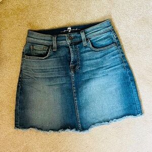 7 For All Mankind Super Stretch Fraised Denim Skirt